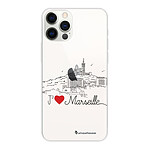 LaCoqueFrançaise Coque iPhone 12/12 Pro silicone transparente Motif J'aime Marseille ultra resistant
