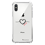 LaCoqueFrançaise Coque iPhone X/Xs anti-choc souple angles renforcés transparente Motif Coeur Noir Amour