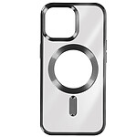 Avizar Coque MagSafe pour iPhone 15 Pro Max Silicone Protection Caméra  Contour Chromé Noir