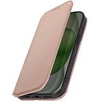 Avizar Étui pour iPhone 15 Plus Porte-carte Support Vidéo Clapet Magnétique  Rose