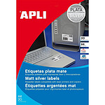 APLI Etui de 480 étiquettes 40 mm (24 x 20F A4) Las / Cop Ronde Polyester Argent