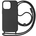 Avizar Coque Cordon pour iPhone 15 Pro Max Semi-Rigide Lanière Tour du Cou 80cm  Noir