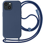 Avizar Coque Cordon pour iPhone 15 Plus Semi-Rigide Lanière Tour du Cou 80cm  Bleu Nuit