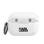 KARL LAGERFELD Coque pour Airpods Pro Silicone Gel Mousqueton Design Karl 3D Blanc