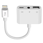 Avizar Adaptateur pour iPhone / iPad Lightning vers USB et Jack 3.5mm et Lightning Blanc