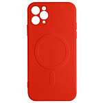 Avizar Coque Magsafe iPhone 11 Pro Max Silicone Souple Intérieur Soft-touch Mag Cover rouge