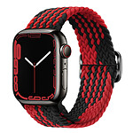Avizar Bracelet pour Apple Watch 41mm et 40mm et 38 mm Nylon Tressé Ajustable par Boucle Métallique  noir et rouge