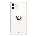 LaCoqueFrançaise Coque iPhone 12 mini anti-choc souple angles renforcés transparente Motif Coeur Noir Amour