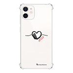 LaCoqueFrançaise Coque iPhone 12 mini anti-choc souple angles renforcés transparente Motif Coeur Noir Amour