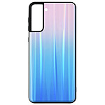 Avizar Coque Samsung S21+ Bi-matière Holographique Brillant Légère Rose / Bleu