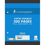 CONQUÉRANT Copies Doubles 17x22cm 200 Pages 70g Grand Carreaux Sous Film Blanches