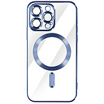 Avizar Coque MagSafe pour iPhone 14 Pro Silicone Protection Caméra  Contour Chromé Bleu Clair