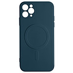 Avizar Coque Magsafe iPhone 11 Pro Max Silicone Souple Intérieur Soft-touch Mag Cover bleu nuit