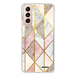 Evetane Coque Samsung Galaxy S21 Plus 5G 360 intégrale transparente Motif Marbre Rose Losange Tendance