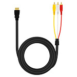 LinQ Câble HDMI vers 3x RCA Mâles Adaptateur Audio et Vidéo 1.5m HD-AV994  Noir