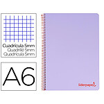 LIDERPAPEL Cahier spirale a6 micro wonder 240 pages 90g 5x5mm 4 bandes couleurs violet