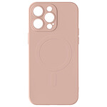 Avizar Coque Magsafe pour iPhone 15 Pro Max Silicone Souple Soft touch  Rose poudré