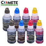 COMETE - 104 - 8 Recharges 104 Compatibles pour imprimantes Epson Ecotank - Noir/Couleur - Marque française