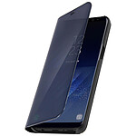 Avizar Etui Clapet Translucide à effet miroir noir Samsung Galaxy S8 - Fonction Stand