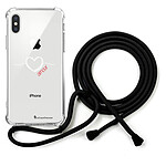 LaCoqueFrançaise Coque cordon iPhone X/Xs noir Dessin Coeur Blanc Amour