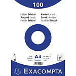 EXACOMPTA Paquet 100 fiches sous film - bristol uni non perforé - 210x297mm - Blanc x 10