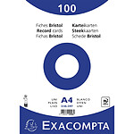 EXACOMPTA Paquet 100 fiches sous film - bristol uni non perforé - 210x297mm - Blanc x 10