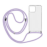 Avizar Coque Cordon Transparente Pour iPhone 13 Mini Lanière Amovible violet