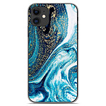 1001 Coques Coque silicone gel Apple iPhone 11 motif Marbre Bleu Pailleté