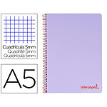 LIDERPAPEL Cahier spirale a5 micro wonder 240 pages 90g 5x5mm 6 trous 5 bandes couleurs violet
