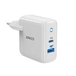 Anker Chargeur Secteur Powerport PD USB-C 18W et USB-A 15 W / Puissance totale de 33W Blanc