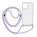 Avizar Coque Cordon Transparente Pour iPhone 13 Pro Max Lanière Amovible violet