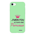 Evetane Coque iPhone 7/8/ iPhone SE 2020 Silicone Liquide Douce vert pâle Je suis une princesse