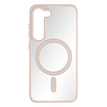 Avizar Coque MagSafe pour Samsung Galaxy S23 Dos Rigide Contour Silicone Mat  Rose Poudré Poudré