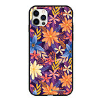 LaCoqueFrançaise Coque iPhone 12/12 Pro Silicone Liquide Douce Fleurs violettes et oranges