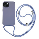 Avizar Coque Cordon pour iPhone 14 Plus Semi-rigide Lanière Tour du Cou 80cm violet