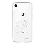 Evetane Coque iPhone Xr silicone transparente Motif Raleuse mais heureuse blanc ultra resistant