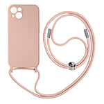Avizar Coque Cordon pour Apple iPhone 13 Mini Semi-rigide Lanière Tour du Cou 80cm  rose