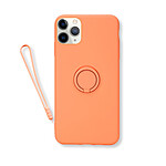 Evetane Coque iPhone 11 pro silicone liquide saumon ring et dragonne