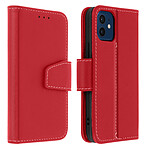 Avizar Housse iPhone 12 Mini Cuir Porte-carte Fonction Support Premium Rouge