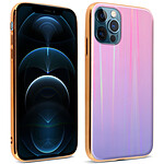 Avizar Coque iPhone 12 Pro Max Holographique Arc en Ciel Rigide Collection Aurora Rose