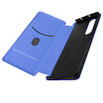 Avizar Coque pour Samsung Z Fold 3 Clapet Porte-carte Dragonne Effet Carbone bleu