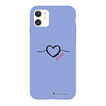 LaCoqueFrançaise Coque iPhone 11 Silicone Liquide Douce lilas Coeur Noir Amour