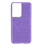 Avizar Coque Samsung S21 Ultra Paillette Amovible Silicone Semi-rigide violet