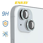Enkay Film caméra pour iPhone 15 et 15 Plus Verre trempé 9H 0.4mm  Contour bleu