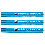 EDDING Marqueur Permanent 2200C Corps Alu Pointe Biseau Bleu clair 1-5 mm x 3