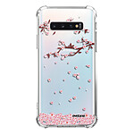 Evetane Coque Samsung Galaxy S10 Plus anti-choc souple angles renforcés transparente Motif Chute De Fleurs
