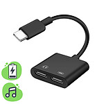 Avizar Adaptateur USB-C Mâle vers Double USB-C Femelle Audio et Charge Compact  Noir
