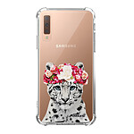 Evetane Coque Samsung Galaxy A7 2018 anti-choc souple angles renforcés transparente Motif Leopard Couronne