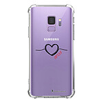 LaCoqueFrançaise Coque Samsung Galaxy S9 anti-choc souple angles renforcés transparente Motif Coeur Noir Amour