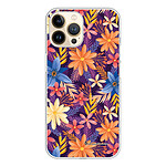 LaCoqueFrançaise Coque iPhone 13 Pro silicone transparente Motif Fleurs violettes et oranges ultra resistant